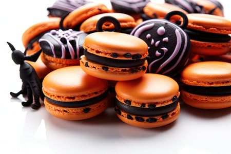 Delicious Halloween macaroons on a white backgroundの素材