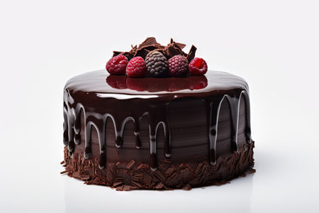 Dark chocolate cake on white backgroundの素材