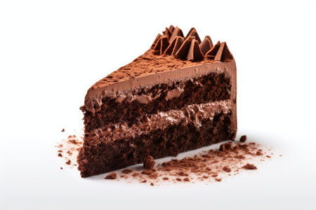Delicious chocolate cake on plain backgroundの素材