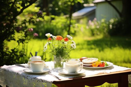 Garden breakfast with a healthy twistの素材