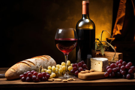 Friendly bar or restaurant serving red wine and foodの素材