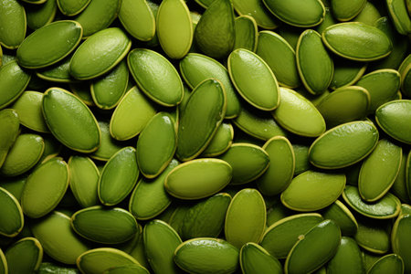 Green pumpkin seeds in macro textureの素材