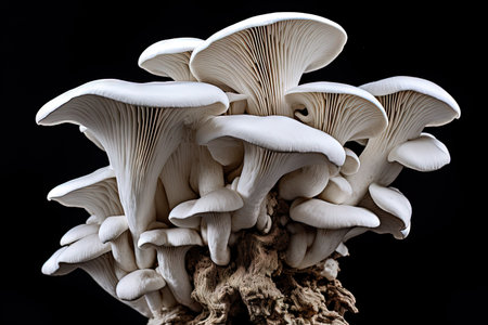 High contrast photo of Pleurotus Ostreatus the pearl oyster or tree oyster mushroomの素材