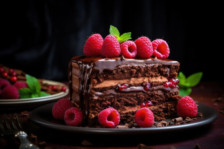 Marzipan and raspberry chocolate cakeの素材