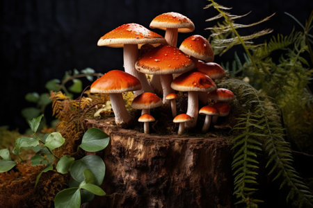 Mushrooms on tree bark in autumnの素材