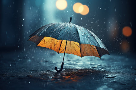 Rainfall on a Rain Umbrella Meteorological Ideaの素材