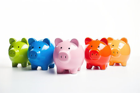 Piggy banks collection white backgroundの素材