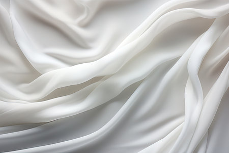 Rippled white silk fabric up closeの素材
