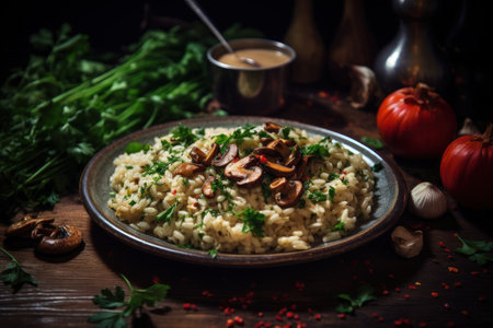 Preparation ingredients next to shiitake mushroom risottoの素材