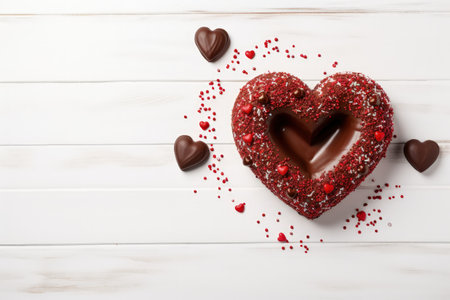 Valentine s Day dessert featuring chocolate heart bundt cake glaze sprinkles truffles with a festiveの素材