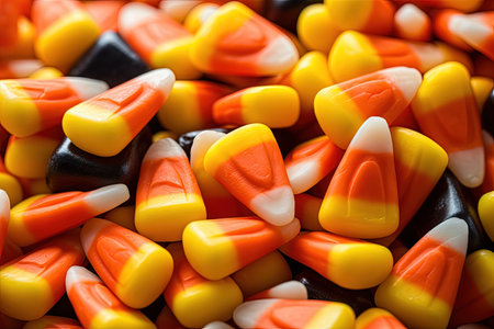 A colorful pile of Halloween candy corn up closeの素材