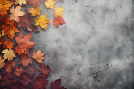 Autumn leaves on grunge backgroundの素材
