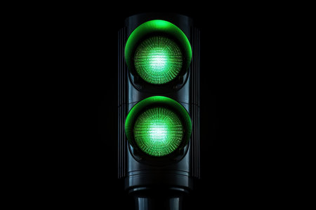 Black isolated LED traffic lightの素材