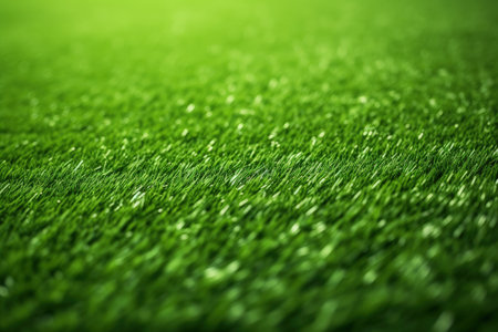 Background of a football field with artificial grass white corner linesの素材