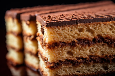 Close up of macro chocolate sponge cakeの素材