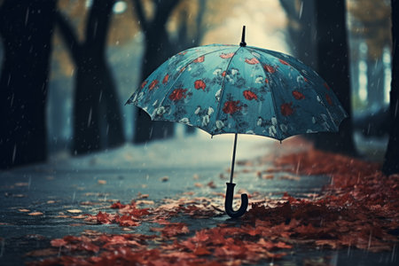 Vintage toned umbrella in the rainの素材