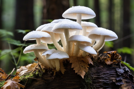 Wood Bonnet Fungi with White Mushroomの素材