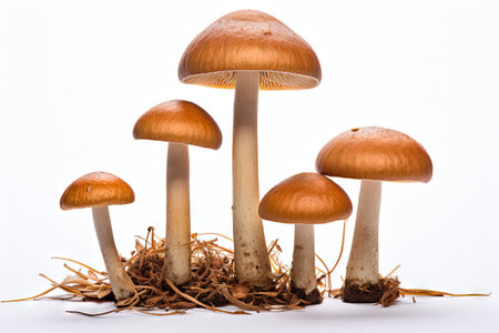 White background with isolated mushroomsの素材