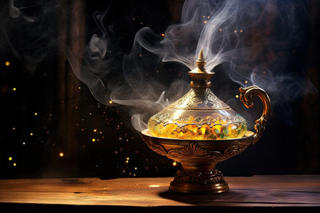 Wishing lamp emitting smokeの素材