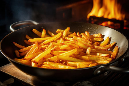 Cook French fries in panの素材