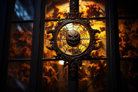 Halloween symbol displayed in windowの素材