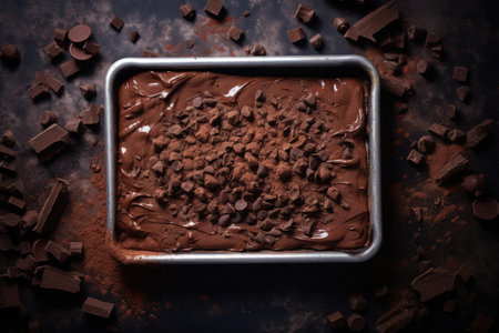 chocolate cake baked on a sheetの素材