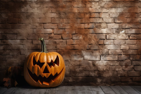Old wall with Halloween pumpkin in the backgroundの素材