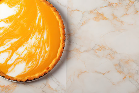 Marble background for pumpkin pie viewed from the top with copy spaceの素材