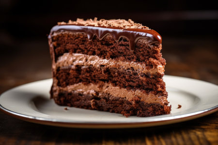 Macro photo of chocolate cake sliceの素材