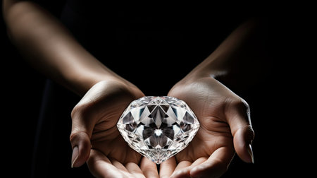Diamond jewelry being heldの素材