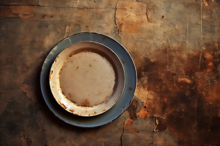 Dirty empty plate after meal viewed from aboveの素材