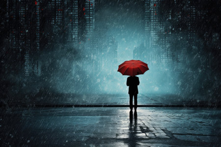 Someone with a rain umbrellaの素材