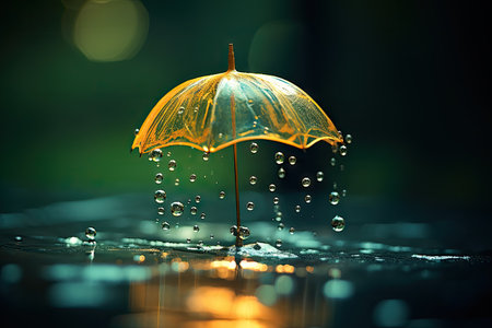 Blurry umbrella with water dropletの素材