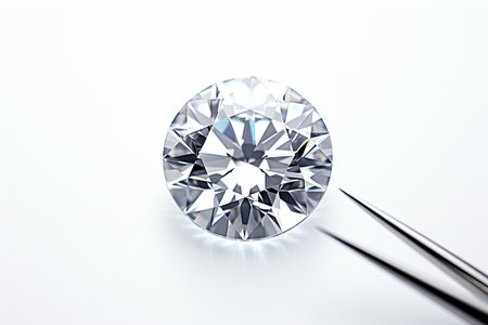 Diamond in tweezers white backgroundの素材