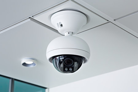 Digital security camera on ceiling for observationの素材