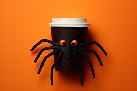 Halloween themed background with spiders and ghost perfect for a dinner invitationの素材