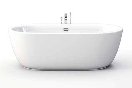 Modern toilet design with soft closing seat and flushometer water closet isolated on white backgrounの素材