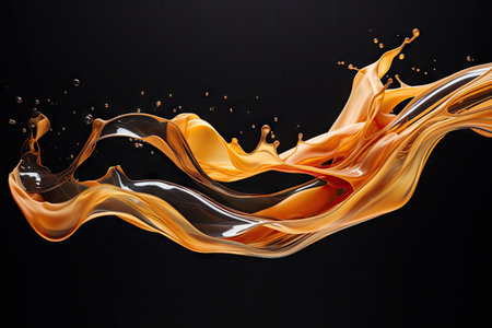 Oil in motion frozen on dark backgroundの素材