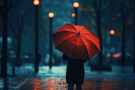 Someone with an umbrella in the rainの素材