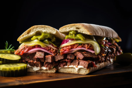 Turkish doner sandwich with picklesの素材