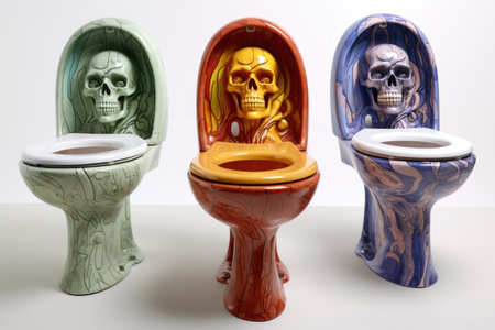 White background with toiletsの素材