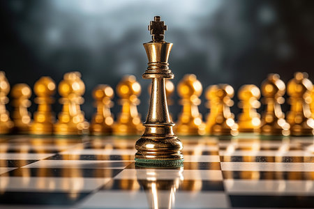 A powerful chess king leads other piecesの素材