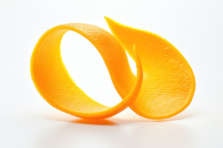 An orange peel on a white background represents beauty and skin health due to its Vitamin C contentの素材