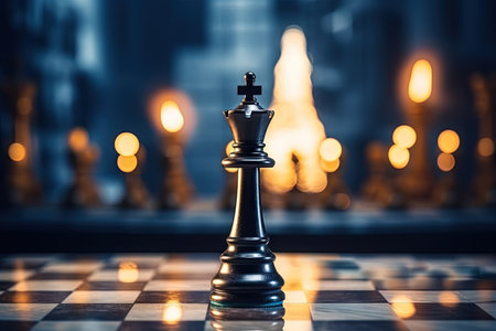 Chess a board game symbolizing business success through ideas competition and strategyの素材