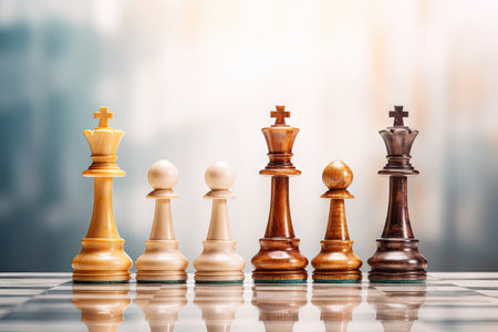 Chessboard as a metaphor for teamwork leadership and goal achievementの素材
