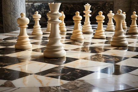 Chess game marble pieces floorの素材