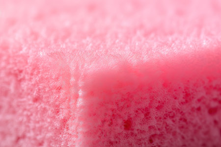 Close up of a magnificently soft pink cosmetic spongeの素材