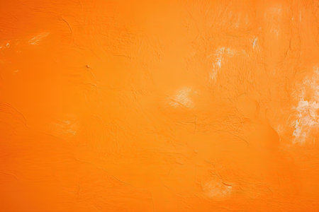 Copy space on a bright painted orange stucco wall with abstract background textureの素材