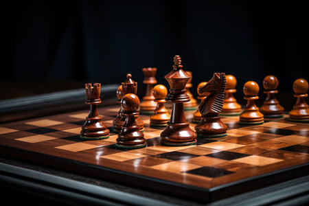 Chess game captured on a boardの素材