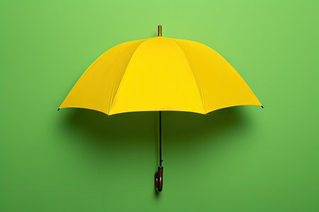 Fashionable umbrella on yellow backdropの素材
